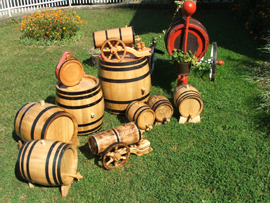 wooden barrels